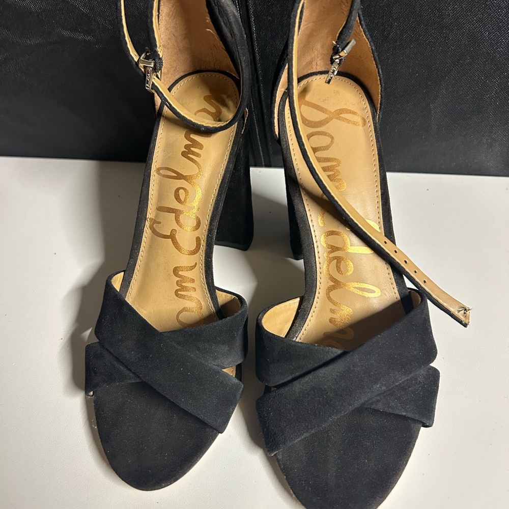 Brand New Sam Edelman Black Suede Sandal Heels
